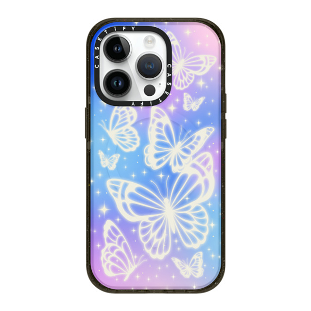 CASETiFY iPhone 14 Pro ケース ブラック インパクトケース MagSafe対応 Butterfly,Nature,Pastel,Maximalism,Pastel,Butterfly Butterfly Aurora