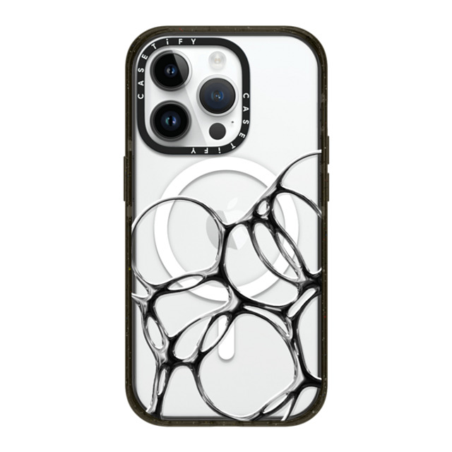 CASETiFY iPhone 14 Pro ケース ブラック インパクトケース MagSafe対応 Futurism Chrome Bubbles