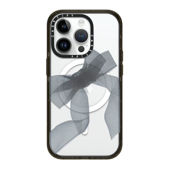 CASETiFY iPhone 14 Pro ケース ブラック インパクトケース MagSafe対応 Ribbon,Y2K Black Organza Ribbon