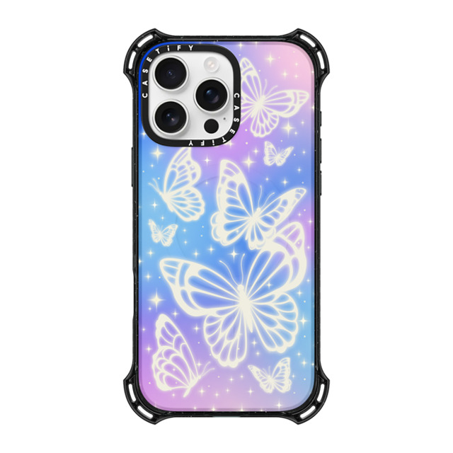 CASETiFY iPhone 16 Pro Max ケース ブラック バウンスケース Butterfly,Nature,Pastel,Maximalism,Pastel,Butterfly Butterfly Aurora