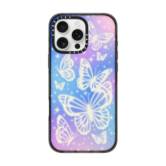 CASETiFY iPhone 16 Pro Max ケース ブラック インパクトケース MagSafe対応 Butterfly,Nature,Pastel,Maximalism,Pastel,Butterfly Butterfly Aurora