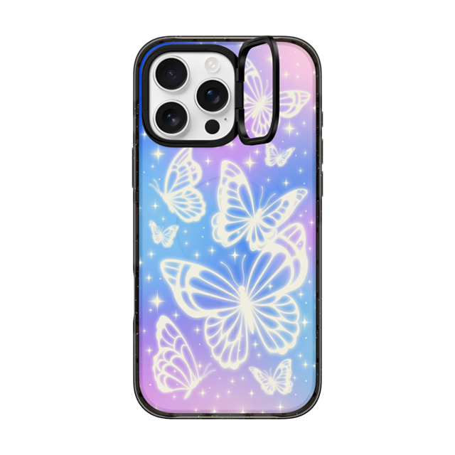 CASETiFY iPhone 16 Pro Max ケース ブラック インパクトリングスタンドケース MagSafe対応 Butterfly,Nature,Pastel,Maximalism,Pastel,Butterfly Butterfly Aurora