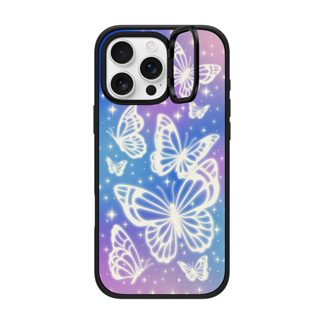 CASETiFY iPhone 16 Pro Max ケース マットブラック インパクトリングスタンドケース MagSafe対応 Butterfly,Nature,Pastel,Maximalism,Pastel,Butterfly Butterfly Aurora