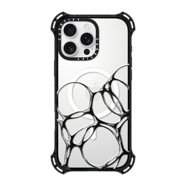 CASETiFY iPhone 16 Pro Max ケース ブラック バウンスケース Futurism Chrome Bubbles