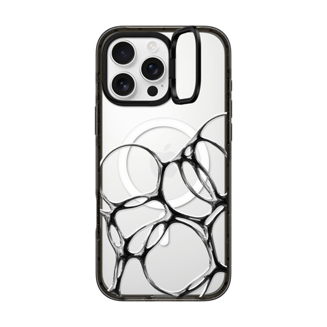 CASETiFY iPhone 16 Pro Max ケース ブラック インパクトリングスタンドケース MagSafe対応 Futurism Chrome Bubbles