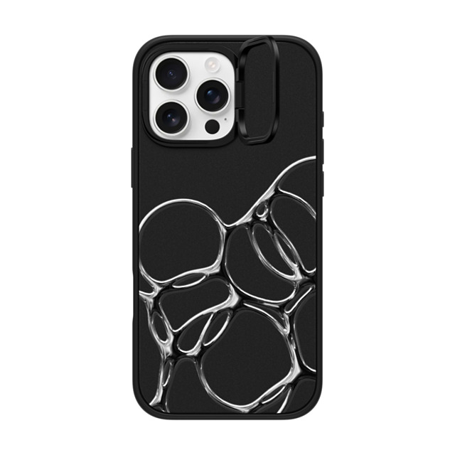 CASETiFY iPhone 16 Pro Max ケース マットブラック インパクトリングスタンドケース MagSafe対応 Futurism Chrome Bubbles