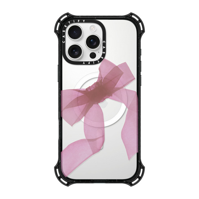 CASETiFY iPhone 16 Pro Max ケース ブラック バウンスケース Cottagecore Pink Organza Ribbon