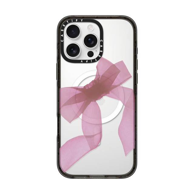 CASETiFY iPhone 16 Pro Max ケース ブラック インパクトケース MagSafe対応 Cottagecore Pink Organza Ribbon