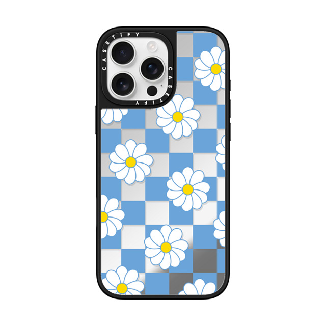 CASETiFY iPhone 16 Pro Max Case Silver on Black ミラーケース MagSafe対応 Preppy,Floral Checkered,Floral,Floral,Pattern,Y2K,Preppy Daisy Checkers Back to School CASETiFY iPhone 16 Pro Max Case Silver on Black ミラーケース MagSafe対応 Preppy,Floral Checkered,Floral,Floral,Pattern,Y2K,Preppy Daisy Checkers Back to School