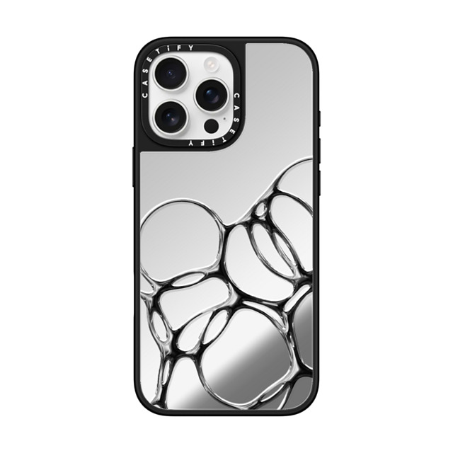 CASETiFY iPhone 16 Pro Max ケース Silver on Black ミラーケース MagSafe対応 Futurism Chrome Bubbles