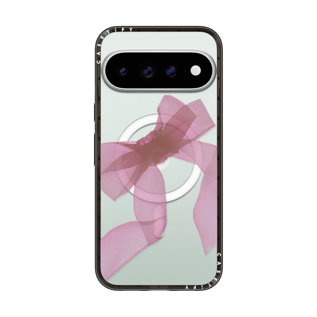 CASETiFY Pixel 11 Pro XL �P�[�X �u���b�N �R���p�N�g�P�[�X MagSafe�Ή� Ribbon,Bowcore Bowcore,Coquette,Cottagecore,Ribbon Pink Organza Ribbon
