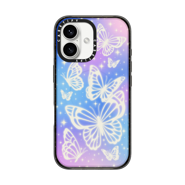 CASETiFY iPhone 16 ケース ブラック インパクトケース MagSafe対応 Butterfly,Nature,Pastel,Maximalism,Pastel,Butterfly Butterfly Aurora