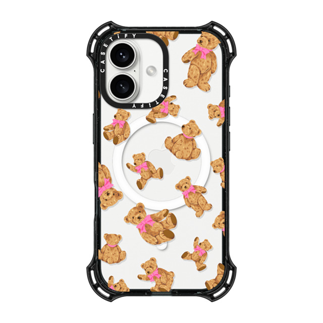 CASETiFY iPhone 16 ケース ブラック バウンスケース Animal,Pattern Beary Sweet