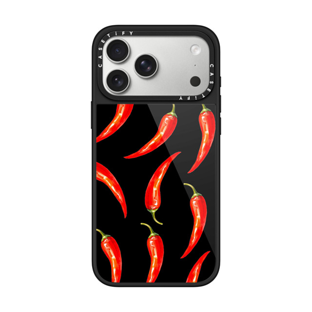 CASETiFY iPhone 17 Pro Max ケース ブラック グレーズケース MagSafe対応 Food,Pattern Food,Pattern Chilli - Back to Black