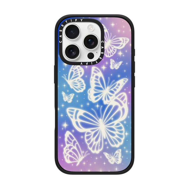 CASETiFY iPhone 16 Pro ケース マットブラック インパクトケース MagSafe対応 Butterfly,Nature,Pastel,Maximalism,Pastel,Butterfly Butterfly Aurora