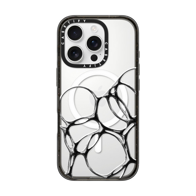 CASETiFY iPhone 16 Pro ケース ブラック インパクトケース MagSafe対応 Futurism Chrome Bubbles