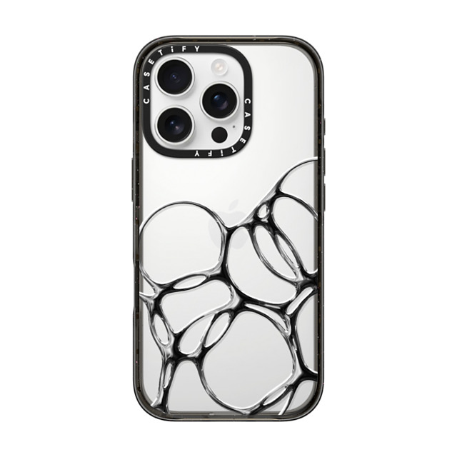 CASETiFY iPhone 16 Pro ケース ブラック インパクトケース Futurism Chrome Bubbles