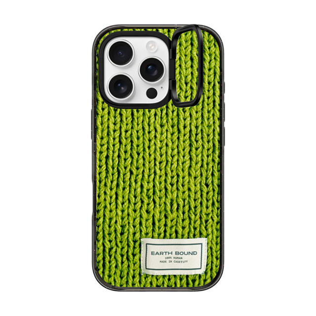 CASETiFY iPhone 16 Pro ケース ブラック インパクトリングスタンドケース MagSafe対応 Pattern,Photography Meadow Green Sweater