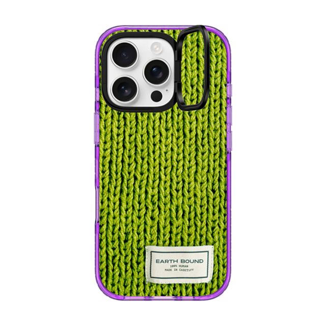 CASETiFY iPhone 16 Pro ケース パープル インパクトリングスタンドケース MagSafe対応 Pattern,Photography Meadow Green Sweater