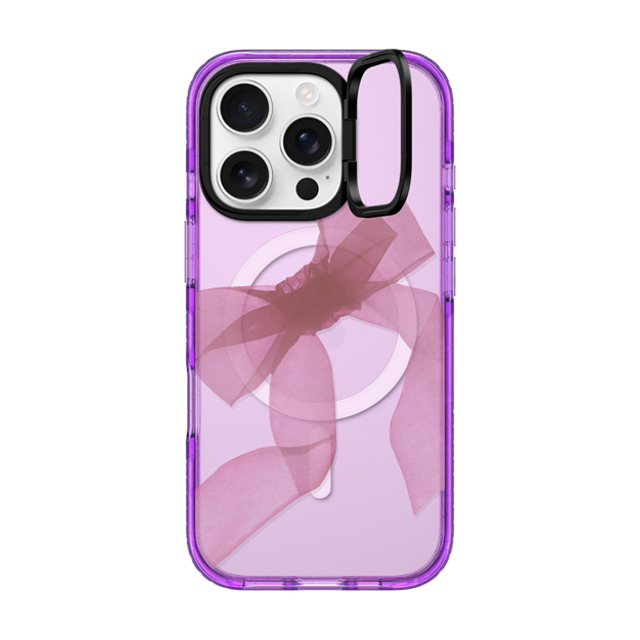 CASETiFY iPhone 16 Pro ケース パープル インパクトリングスタンドケース MagSafe対応 Cottagecore Pink Organza Ribbon