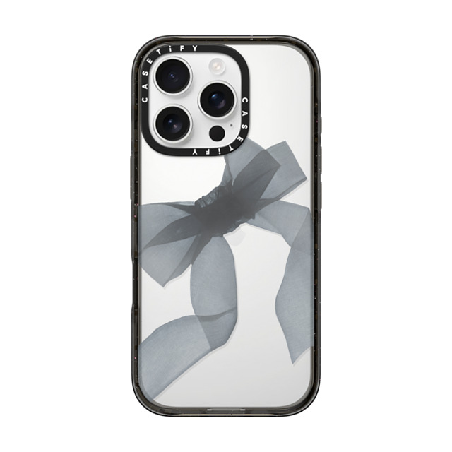 CASETiFY iPhone 16 Pro ケース ブラック インパクトケース Ribbon,Y2K Black Organza Ribbon