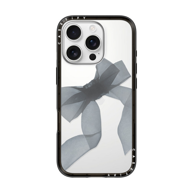 CASETiFY iPhone 16 Pro ケース ブラック インパクトライトケース Ribbon,Y2K Black Organza Ribbon