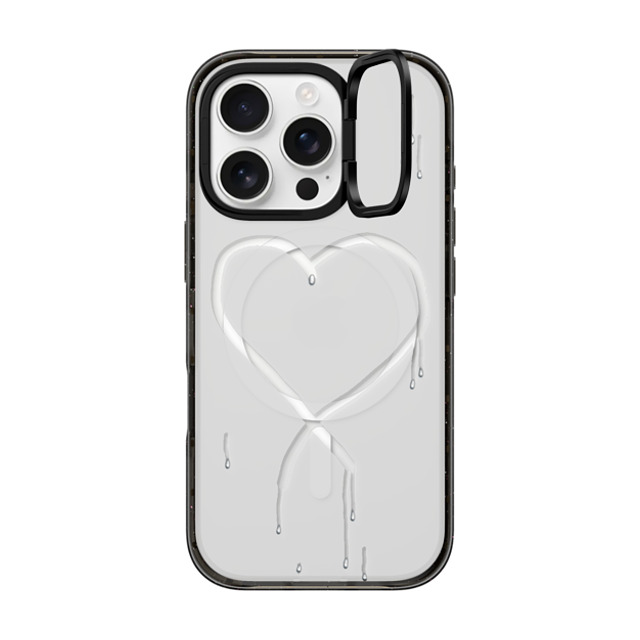 CASETiFY iPhone 16 Pro ケース ブラック インパクトリングスタンドケース MagSafe対応 Frosted Heart casetify_artist