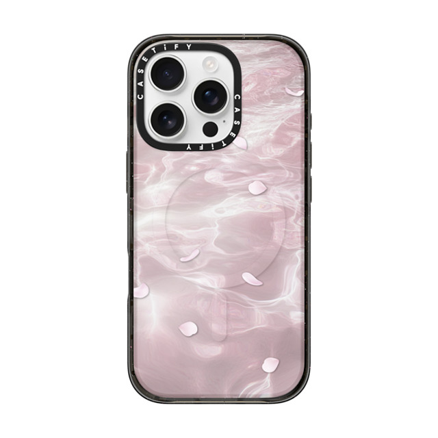 CASETiFY iPhone 16 Pro Case Black Impact Case MagSafe Compatible フローラル Floating Petals CASETiFY iPhone 16 Pro Case Black Impact Case MagSafe Compatible フローラル Floating Petals