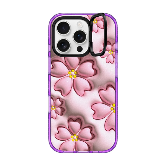 CASETiFY iPhone 16 Pro ケース パープル インパクトリングスタンドケース MagSafe対応 Floral フローラル Sakura Father's Day CASETiFY iPhone 16 Pro ケース パープル インパクトリングスタンドケース MagSafe対応 Floral フローラル Sakura Father's Day