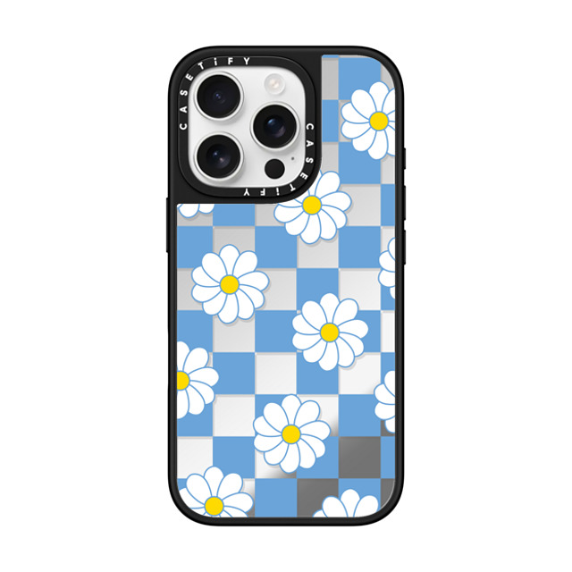 CASETiFY iPhone 16 Pro Case Silver on Black ミラーケース MagSafe対応 Preppy,Floral Checkered,Floral,Floral,Pattern,Y2K,Preppy Daisy Checkers Back to School CASETiFY iPhone 16 Pro Case Silver on Black ミラーケース MagSafe対応 Preppy,Floral Checkered,Floral,Floral,Pattern,Y2K,Preppy Daisy Checkers Back to School