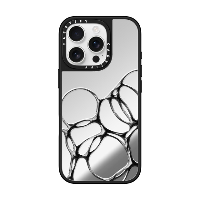 CASETiFY iPhone 16 Pro ケース Silver on Black ミラーケース MagSafe対応 Futurism Chrome Bubbles