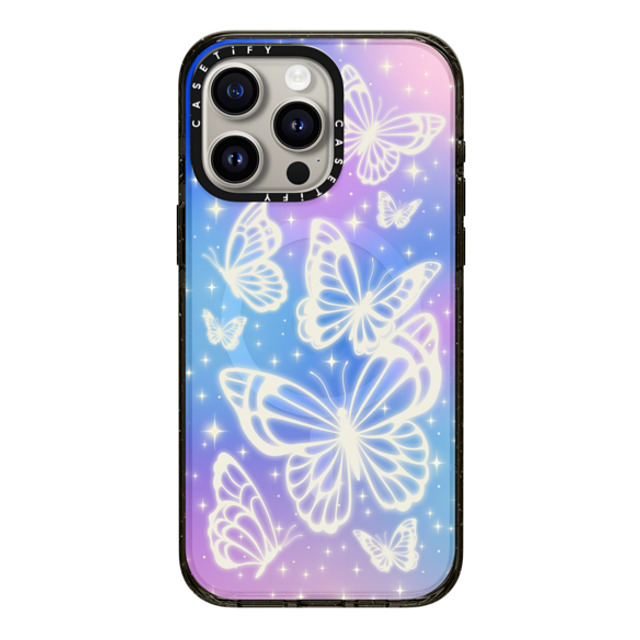 CASETiFY iPhone 15 Pro Max ケース ブラック インパクトケース MagSafe対応 Butterfly,Nature,Pastel,Maximalism,Pastel,Butterfly Butterfly Aurora