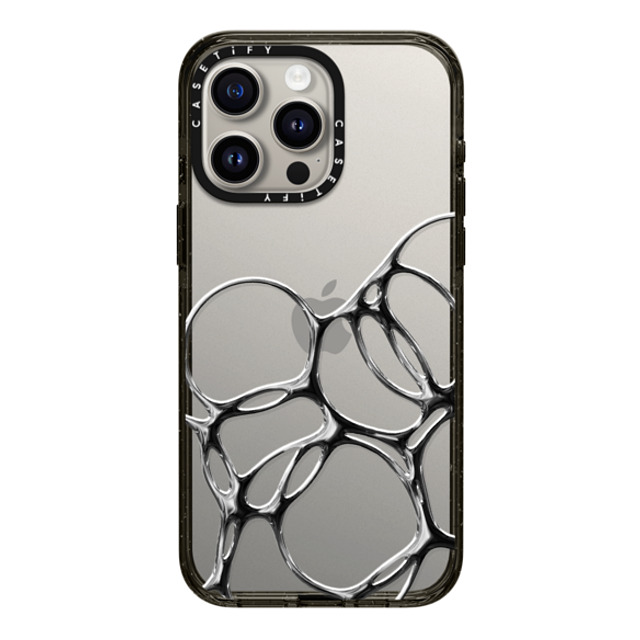 CASETiFY iPhone 15 Pro Max ケース ブラック インパクトケース Futurism Chrome Bubbles