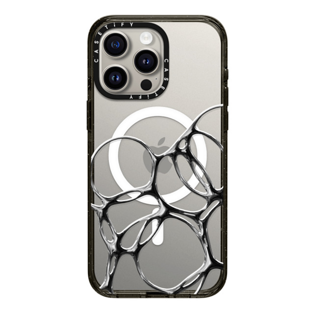 CASETiFY iPhone 15 Pro Max ケース ブラック インパクトケース MagSafe対応 Futurism Chrome Bubbles