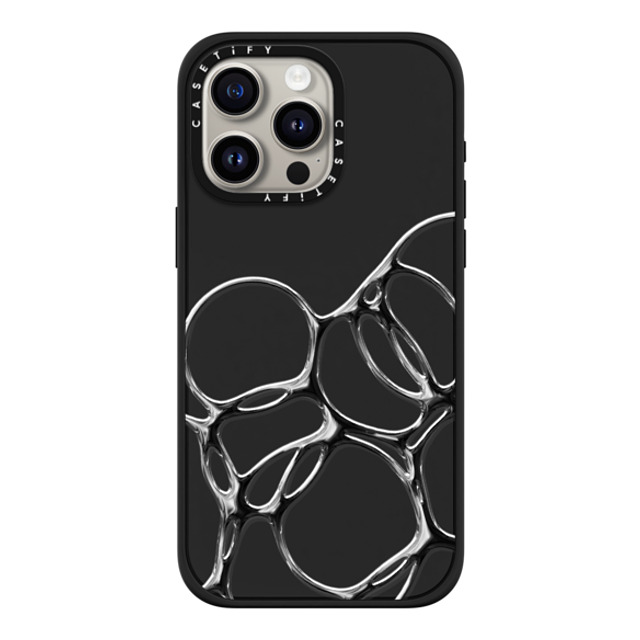 CASETiFY iPhone 15 Pro Max ケース マットブラック インパクトケース MagSafe対応 Futurism Chrome Bubbles