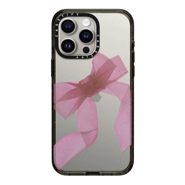 CASETiFY iPhone 15 Pro Max ケース ブラック インパクトケース Cottagecore Pink Organza Ribbon