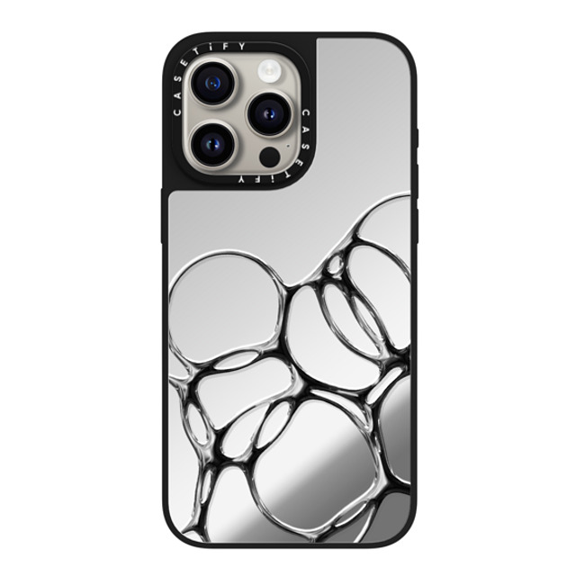 CASETiFY iPhone 15 Pro Max ケース Silver on Black ミラーケース MagSafe対応 Futurism Chrome Bubbles