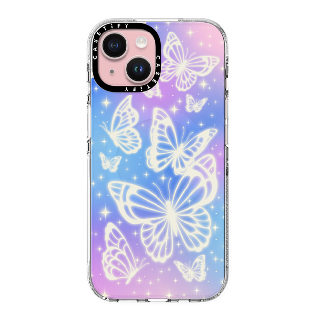 CASETiFY iPhone 15 ケース クリア クリア ケース MagSafe対応 Butterfly,Nature,Pastel,Maximalism,Pastel,Butterfly Butterfly Aurora