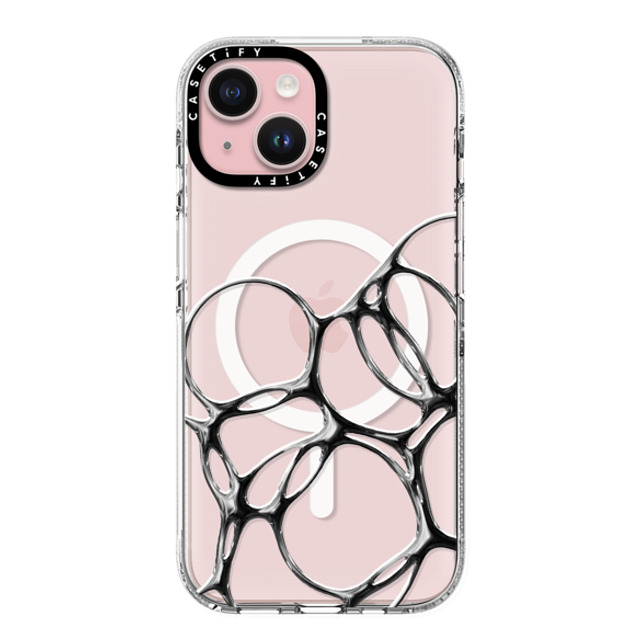 CASETiFY iPhone 15 ケース クリア クリア ケース MagSafe対応 Futurism Chrome Bubbles