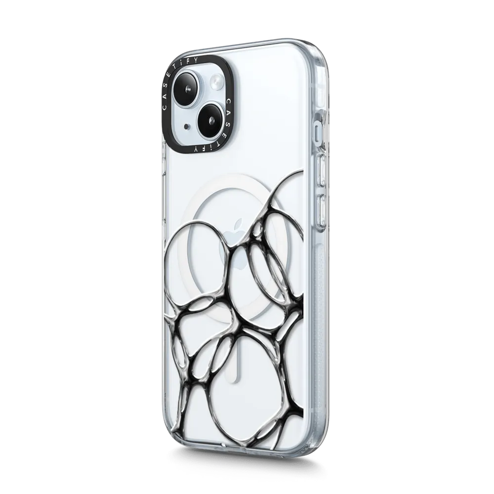 Clear iPhone 15 Case MagSafe Compatible - Chrome Bubbles