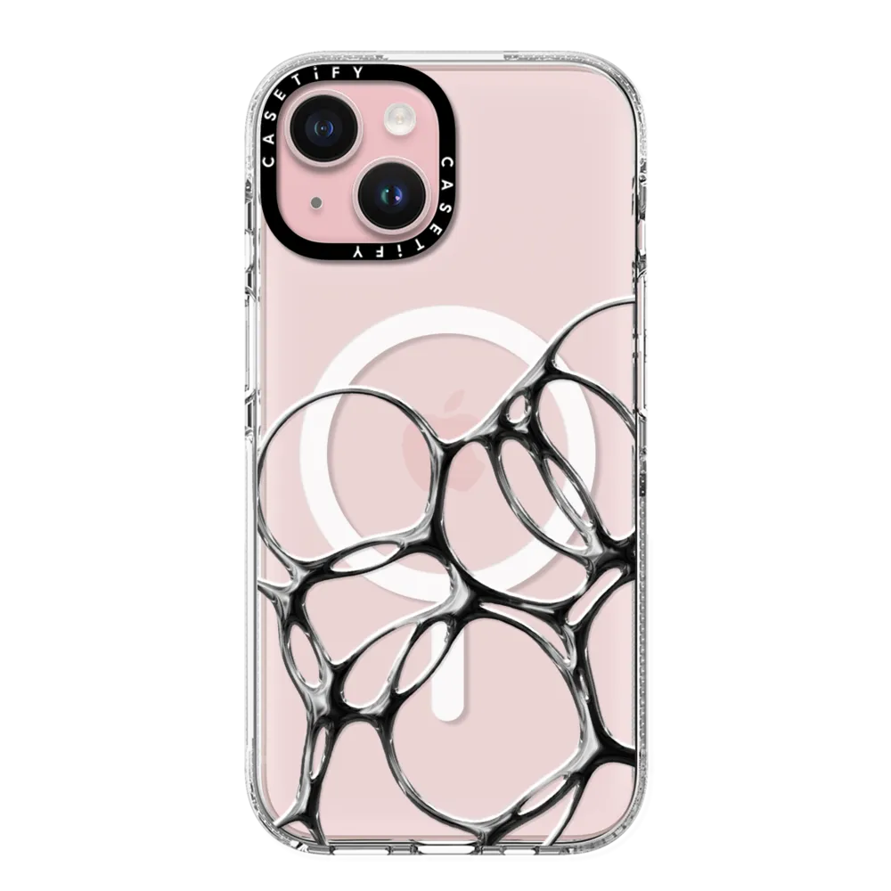 Clear iPhone 15 Case MagSafe Compatible - Chrome Bubbles