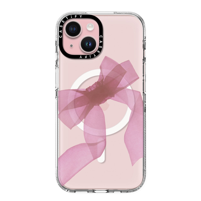 CASETiFY iPhone 15 ケース クリア クリア ケース MagSafe対応 Cottagecore Pink Organza Ribbon