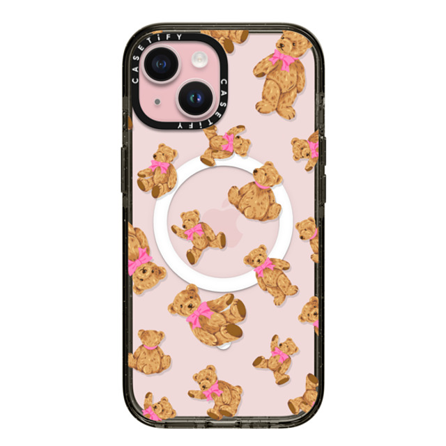 CASETiFY iPhone 15 ケース ブラック インパクトケース MagSafe対応 Animal,Pattern Beary Sweet