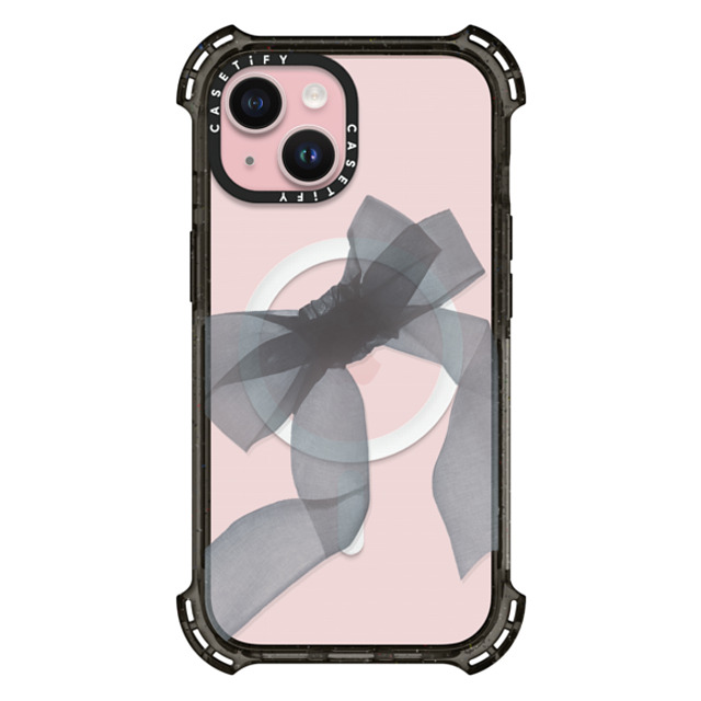 CASETiFY iPhone 15 ケース ブラック バウンスケース Ribbon,Bowcore Ribbon,Bowcore,Coquette,Y2K Black Organza Ribbon Back to School CASETiFY iPhone 15 ケース ブラック バウンスケース Ribbon,Bowcore Ribbon,Bowcore,Coquette,Y2K Black Organza Ribbon Back to School