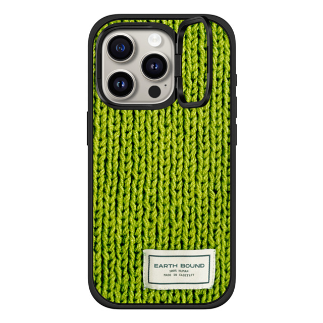 CASETiFY iPhone 15 Pro ケース マットブラック インパクトリングスタンドケース MagSafe対応 Pattern,Photography Meadow Green Sweater