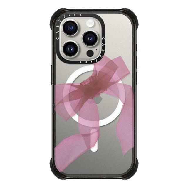 CASETiFY iPhone 15 Pro ケース ブラック ウルトラ インパクトケース MagSafe 対応 Cottagecore Pink Organza Ribbon