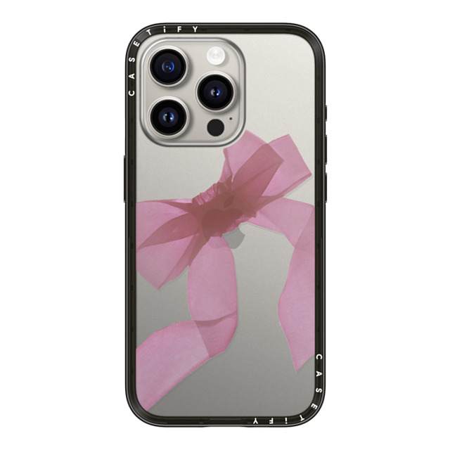 CASETiFY iPhone 15 Pro ケース ブラック インパクトライトケース Ribbon,Cottagecore Pink Organza Ribbon