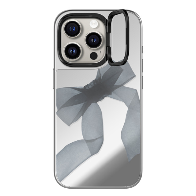 CASETiFY iPhone 15 Pro Case シルバー (シルバーバンパー) ミラー リングスタンドケース MagSafe対応 Ribbon,Y2K Ribbon,Y2K Black Organza Ribbon Back to School CASETiFY iPhone 15 Pro Case シルバー (シルバーバンパー) ミラー リングスタンドケース MagSafe対応 Ribbon,Y2K Ribbon,Y2K Black Organza Ribbon Back to School