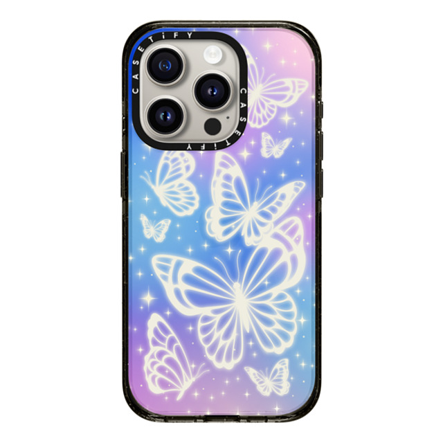 CASETiFY iPhone 15 Pro ケース ブラック インパクトケース Butterfly,Nature,Pastel,Maximalism,Pastel,Butterfly Butterfly Aurora