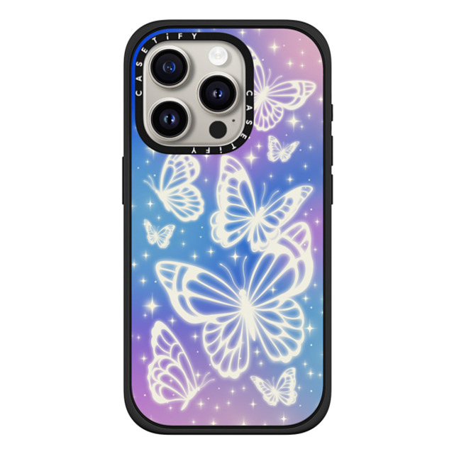 CASETiFY iPhone 15 Pro ケース マットブラック インパクトケース MagSafe対応 Butterfly,Nature,Pastel,Maximalism,Pastel,Butterfly Butterfly Aurora